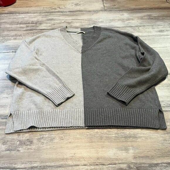 Marine Layer Gisel Oversize Contrast Sweater In Vapor/Pavement (Greys), Large - Picture 6 of 11